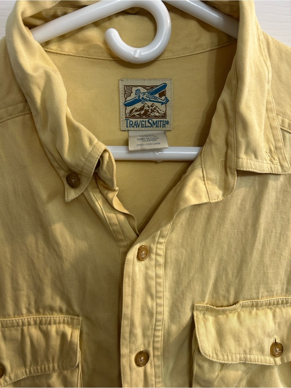 Vintage men’s travelsmith yellow long sleeve button down casual shirt large - Picture 3 of 7